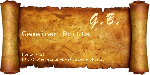 Gemeiner Britta névjegykártya